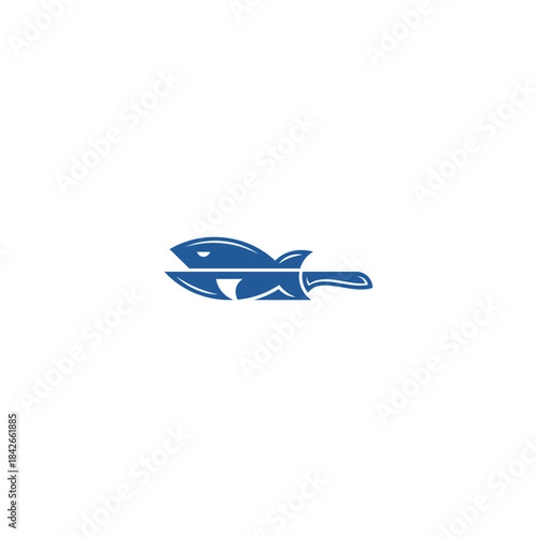 Fototapeta Predatory fish sharp knife logo illustration.