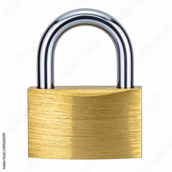 Obraz Brass padlock with silver shackle
