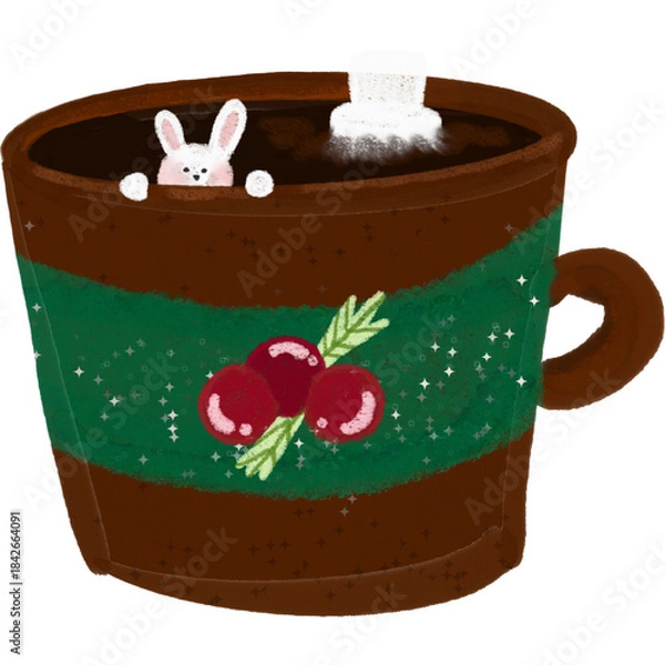 Obraz Christmas Rabbit Cocoa Illustration Design Vector
