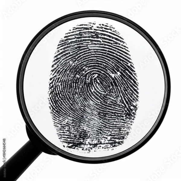 Obraz Fingerprint under magnifying glass, detailed texture pattern