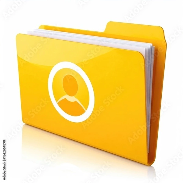 Obraz Glossy yellow folder icon with white avatar