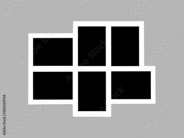 Obraz Blank photo frame design, six photo frames vector collage template layout.