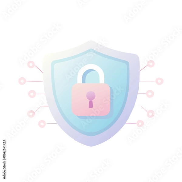 Obraz 3D Soft Pastel Shield Security Icon