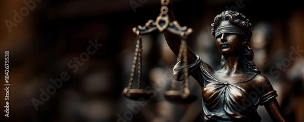 Fototapeta The Statue of Justice - lady justice or Iustitia / Justitia the Roman goddess of Justice