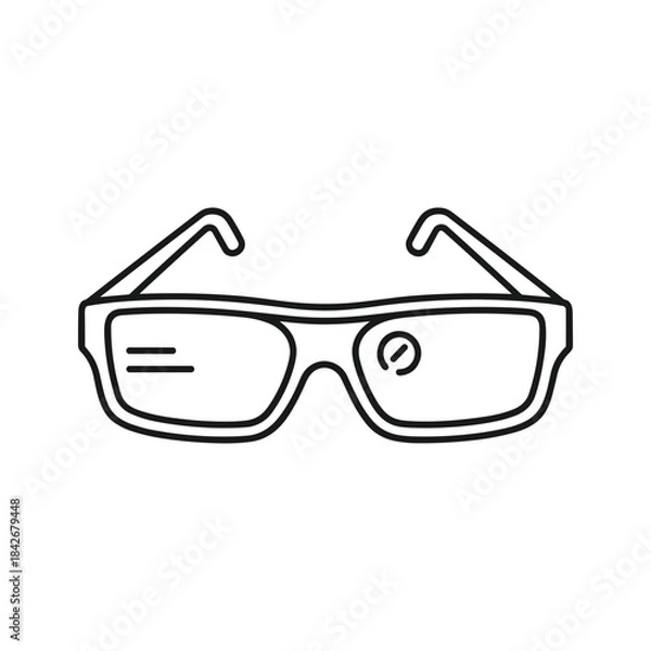 Fototapeta Simple line drawing of glasses with logo on lens