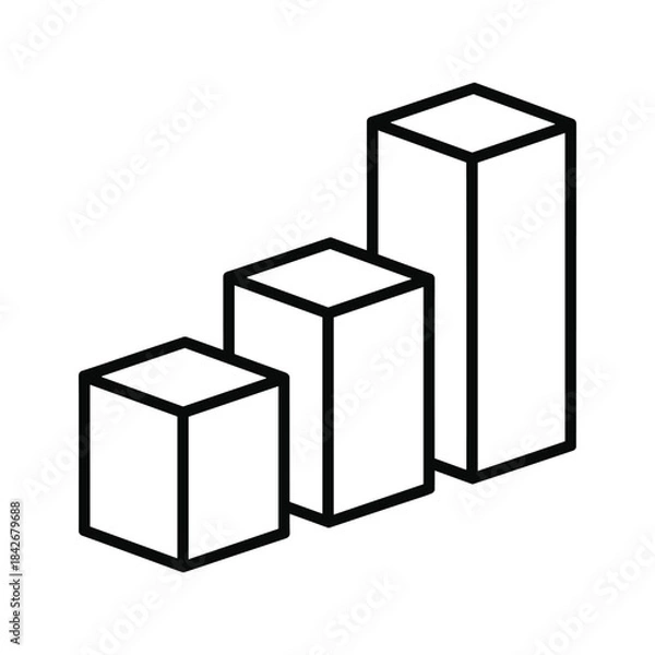 Fototapeta Three cubes of different sizes in a row