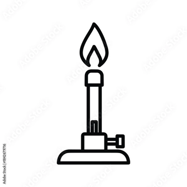 Fototapeta Simple line drawing of a burning oil lamp