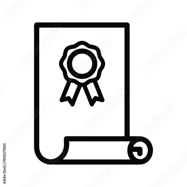 Fototapeta Certificate icon with ribbon symbol on document