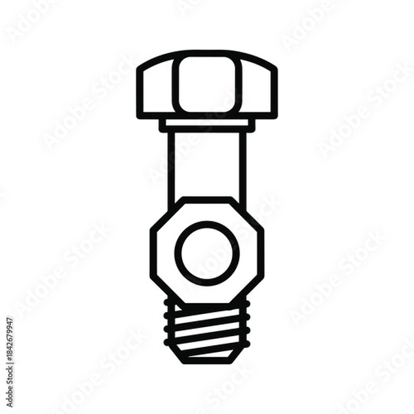 Fototapeta Bolt with hexagonal nut and screw thread