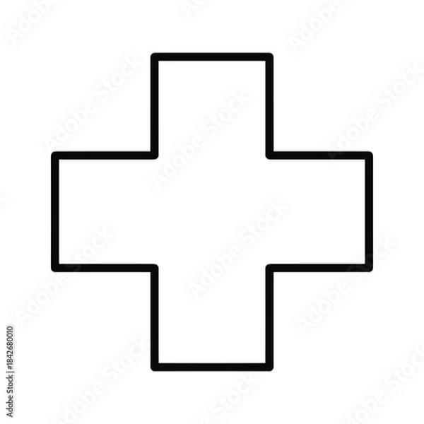 Fototapeta Simple black cross symbol on white background
