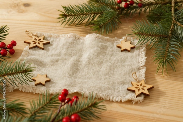 Obraz  Natural Wooden Christmas Flatlay