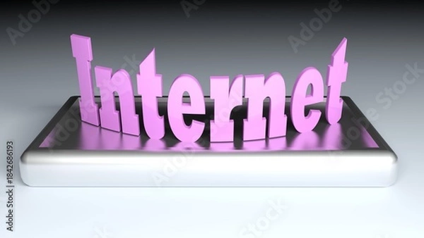 Obraz Internet pink write on metallic base - 3D rendering illustration