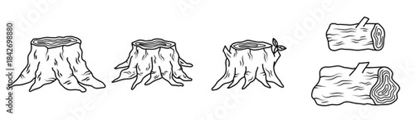 Obraz wood stump tree root illegal logging wood log