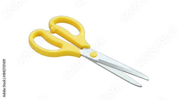 Fototapeta Yellow Scissors Isolated on White Background