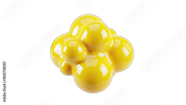 Fototapeta Yellow Sphere Cluster on White Background