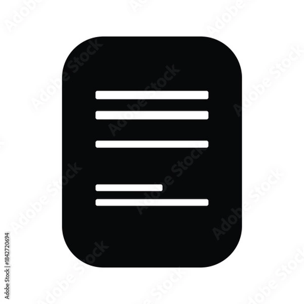 Fototapeta Document icon with white text on black background