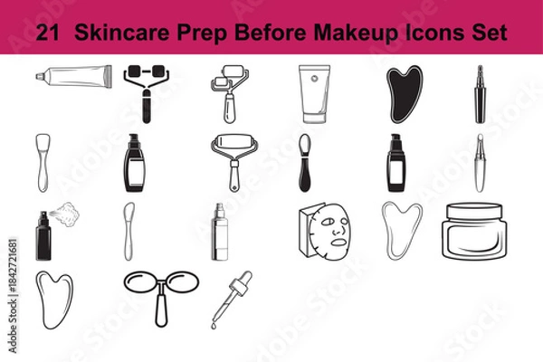 Obraz 21  Skincare Prep Before Makeup Icons Set