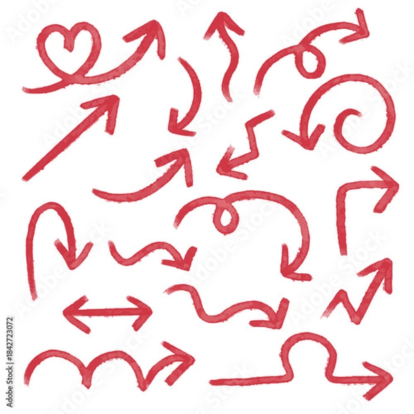 Obraz Red Marker Sketch Arrows Collection Set.eps