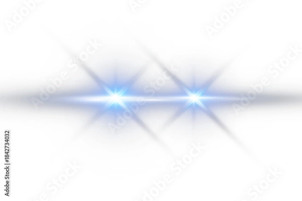 Obraz Blue car headlights light effect on white background