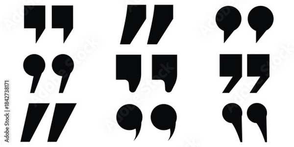 Obraz Quote Mark & Quotation Icon Set – Flat Vector Symbols for Mobile Apps and Infographics