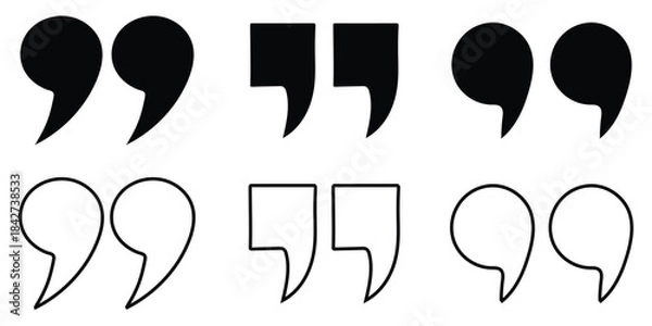 Obraz Quote Mark & Quotation Icon Set – Flat Vector Symbols for Mobile Apps and Infographics