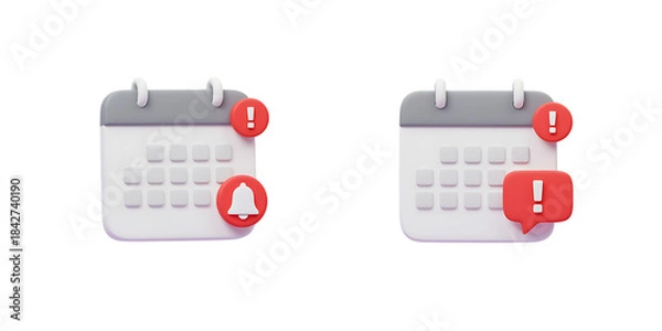 Fototapeta Calendar Alert Icons Set for Reminders and Notifications