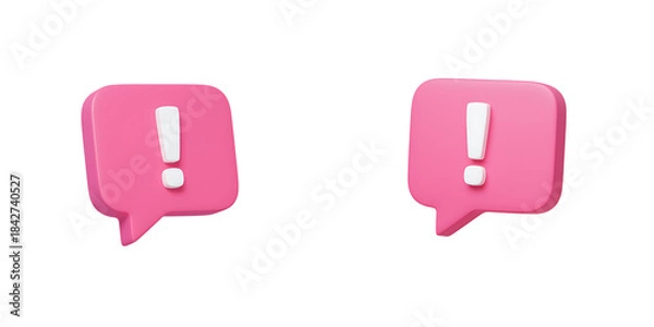 Fototapeta Pink Alert Speech Bubbles with Exclamation Marks