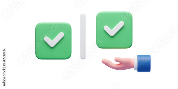 Fototapeta Hand Selecting Check Mark Icons on Transparent Background
