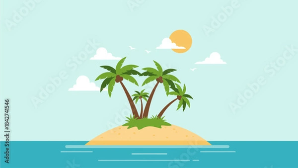 Fototapeta vector illustration of a tropical island