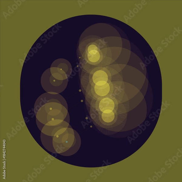 Fototapeta Abstract blue and purple technology background with glowing spheres, circles, and light plasma pattern