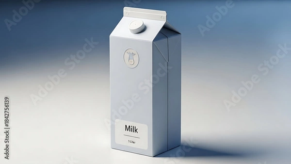 Fototapeta simple and clean milk carton mockup, standing vertically, realistic design with visible textures on the carton material, soft lighting to emphasize the product’s clean look