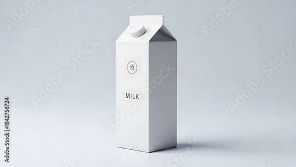 Fototapeta simple and clean milk carton mockup, standing vertically, realistic design with visible textures on the carton material, soft lighting to emphasize the product’s clean look