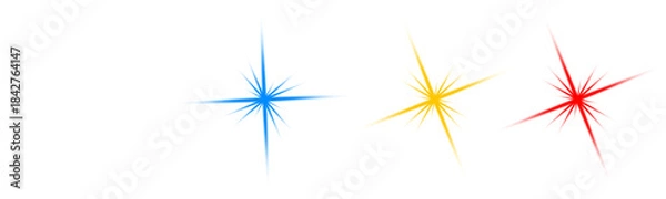 Obraz Shine glowing stars set. Vector Sparks isolated ،Lens Flare Effect: Starburst Light Overlay PNG & Vector, beautiful light explosion effect with transparent glow radiant burst isolated png