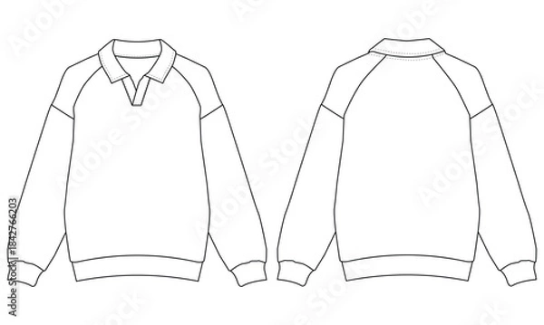 Obraz Polo Sweater Technical Fashion Illustration Front & Back View