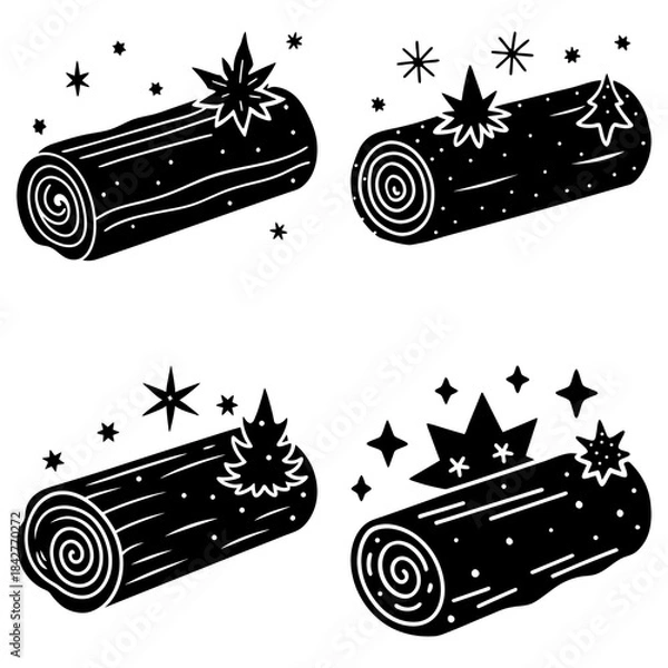 Obraz Burning Logs with Spark Effects on White Background firewood sparks