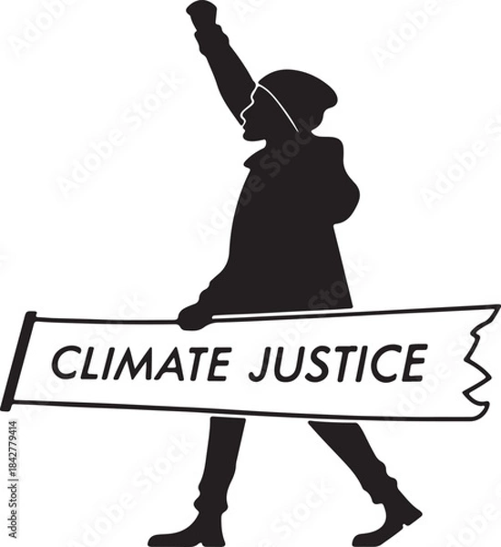 Obraz Protester holding a banner for climate justice