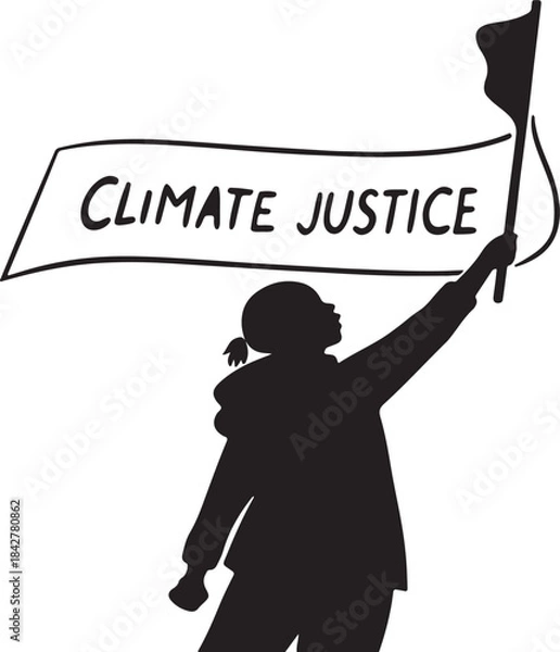Obraz Protester holding a banner for climate justice