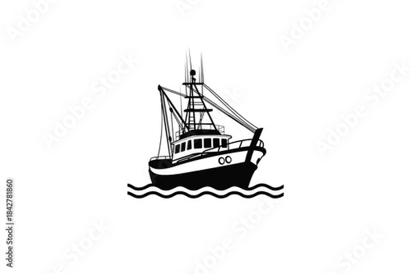 Obraz Fishing boat vector illustration on white background.
