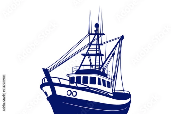 Obraz Fishing boat vector illustration on white background.