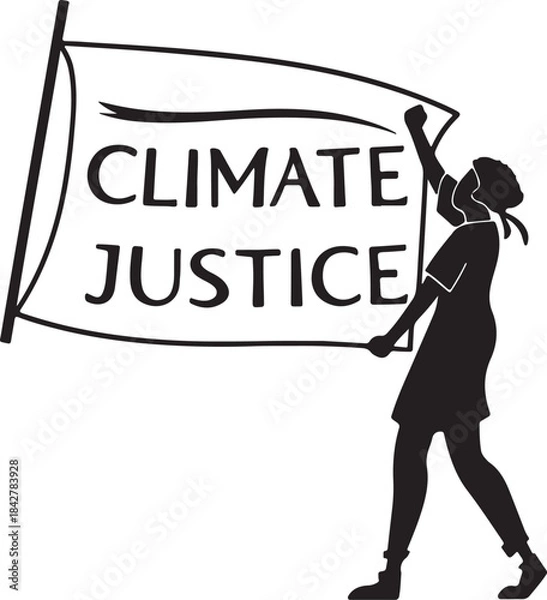 Obraz Protester holding a banner for climate justice