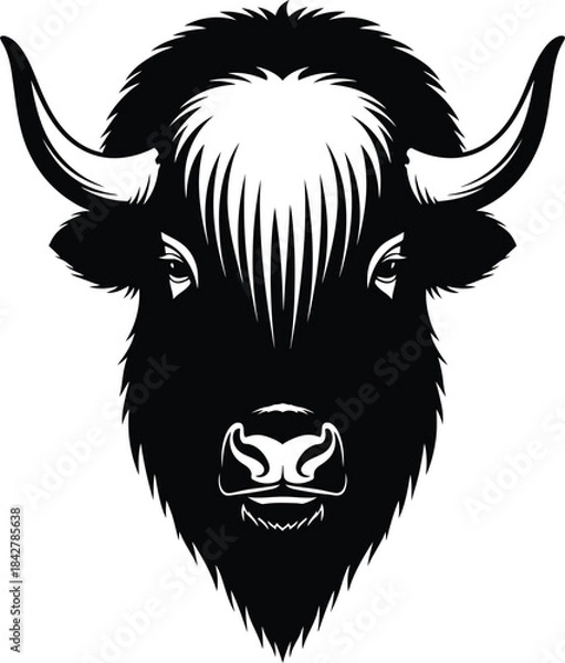 Obraz Buffalo head monochrome illustration