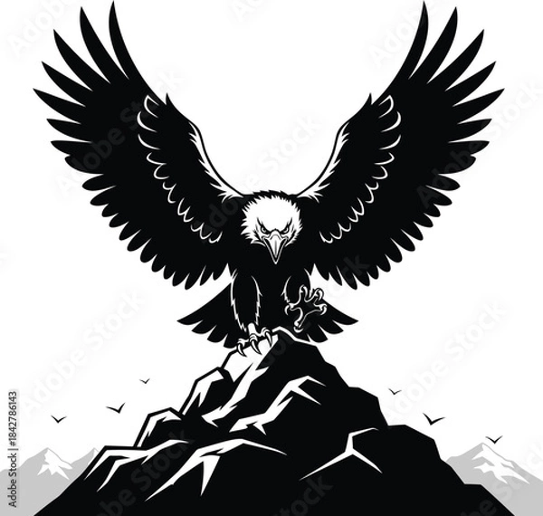 Obraz Majestic eagle on mountain illustration
