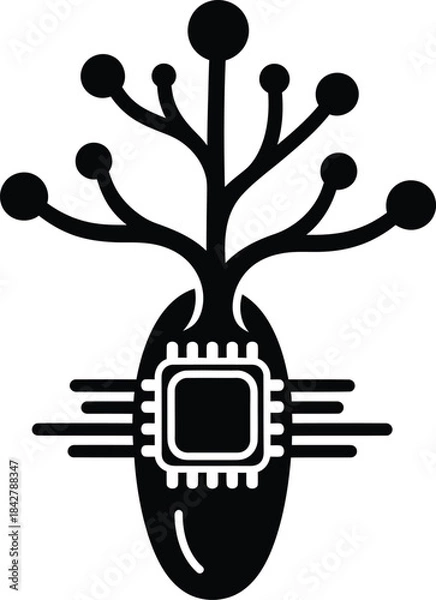 Obraz Tech Tree Microchip – Futuristic Biology Vector