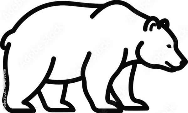 Fototapeta Bear outline simple vector illustration

