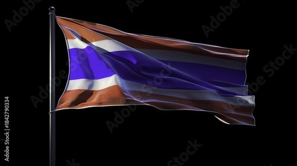 Obraz Flag of Thailand waving in the wind against a black background