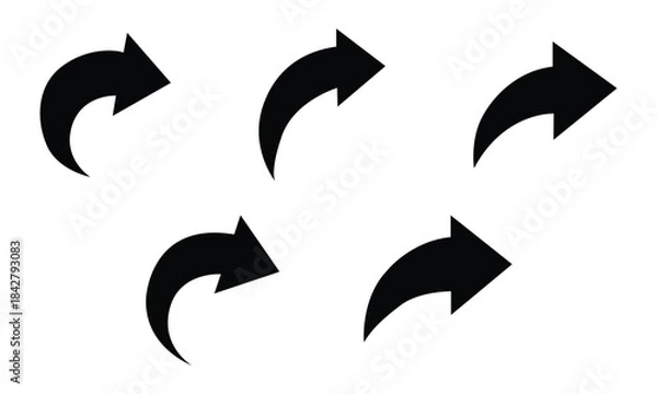 Fototapeta Curved arrow icons. curved arrows set. arrow symbol collection. Curved arrow. Black curved arrow icon. vector illustration eps file. 