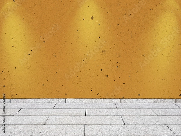 Fototapeta Empty painted orange color wall with spotlight. Interior background