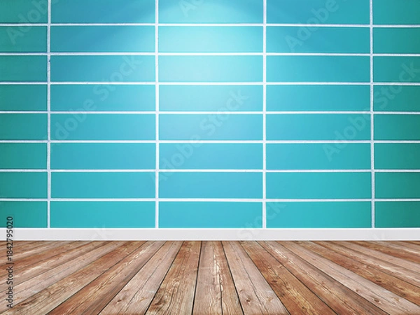 Fototapeta Spotlight background. Empty brick wall interior