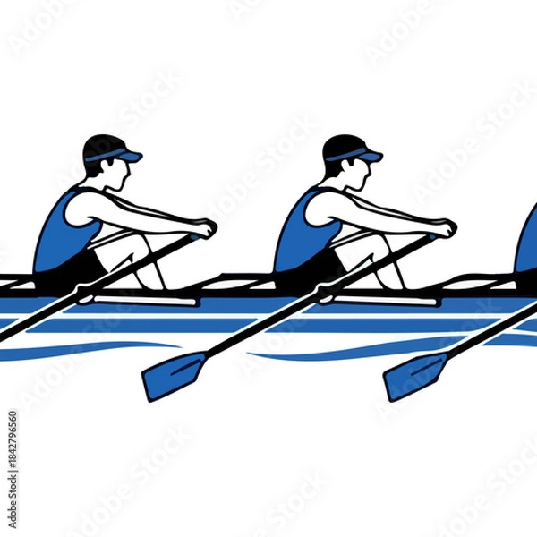 Obraz Rowing Team Athletes In A Boat.