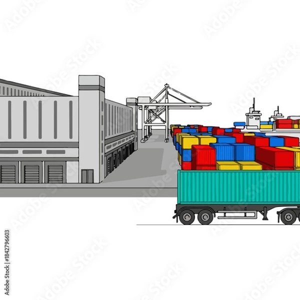 Obraz Shipping containers at a port terminal.